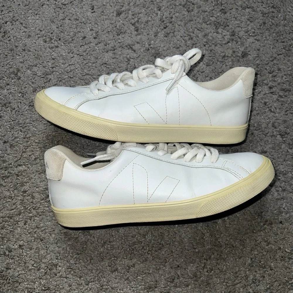 Veja Esplar Leather Logo Sneakers White Size 6 Women's